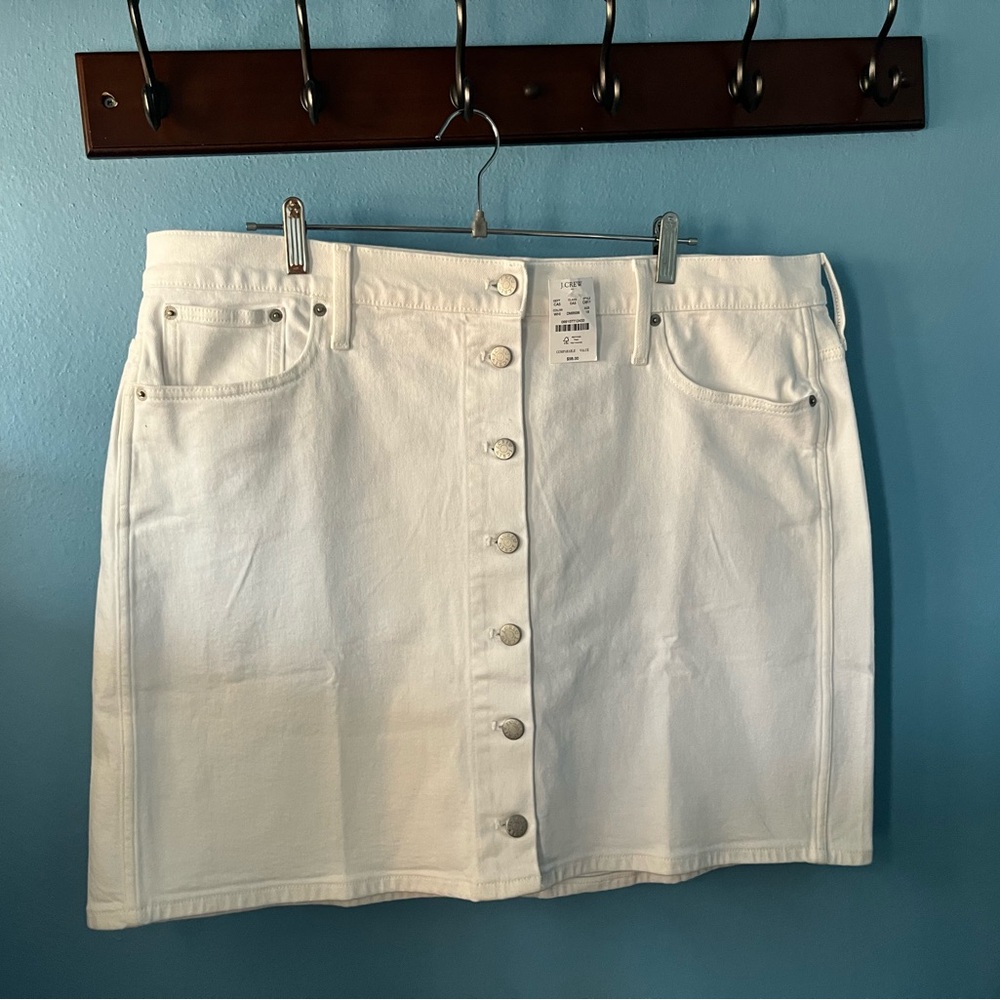 J Crew White Button-Front Denim Skirt - size 18